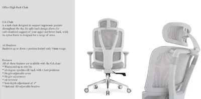 High back medical fabric chair with ergonomic design and adjustable armrests