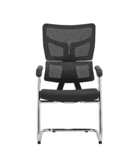 Comfortable black office visitor chair with ergonomic design for reception areas in Saudi Arabia.